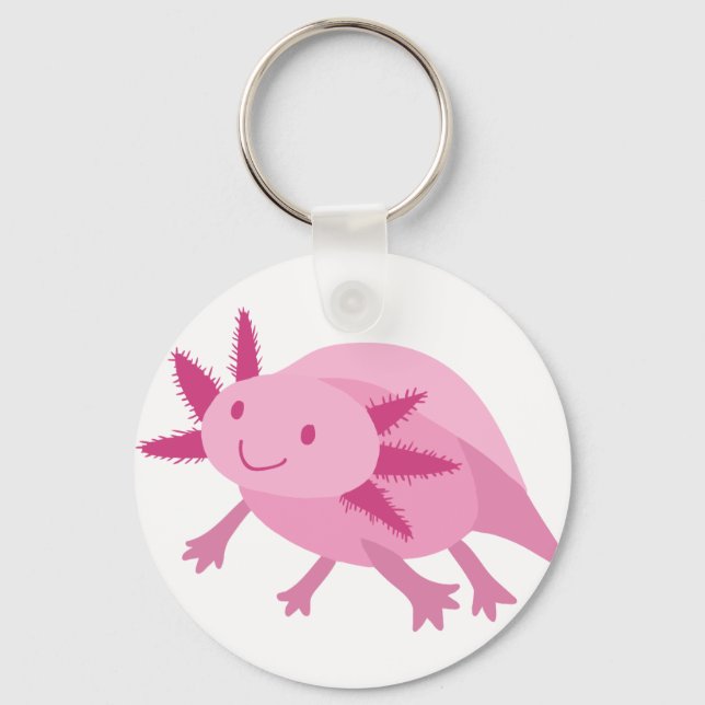 Cute Pink Albino Axolotl Keychain (Front)