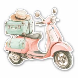 Cute Pink and Aqua Coastal Scooter