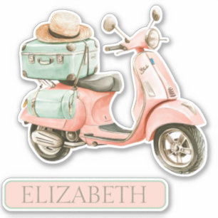 Cute Pink and Aqua Coastal Scooter