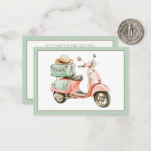 Cute Pink and Aqua Coastal Scooter