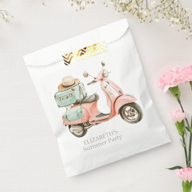 Cute Pink and Aqua Coastal Scooter Favour Bag (Sealed)