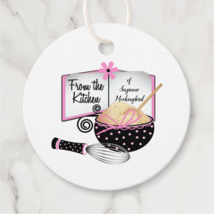 Cute Pink and Black Kitchen Utensils Food Favour Tags