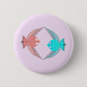 Cute Pink and Blue Love Birds 2 Inch Round Button