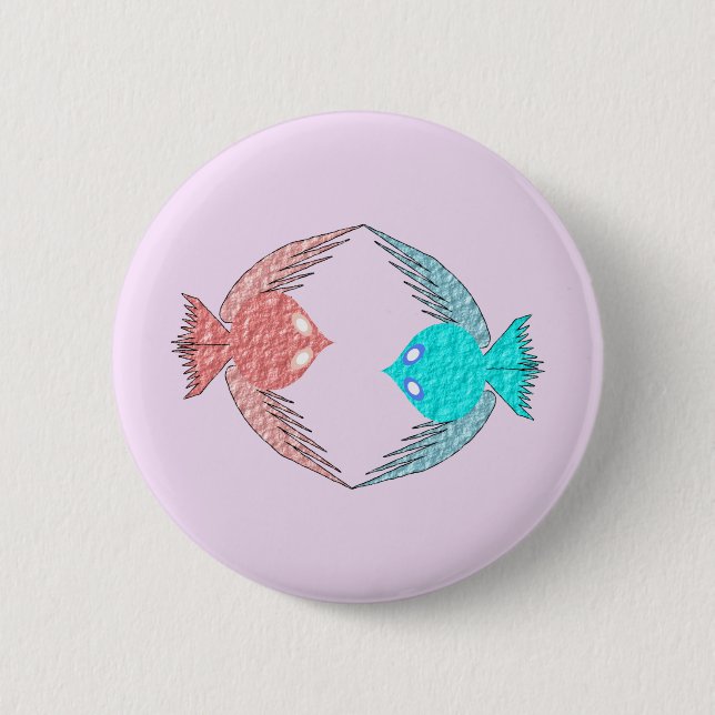 Cute Pink and Blue Love Birds 2 Inch Round Button (Front)