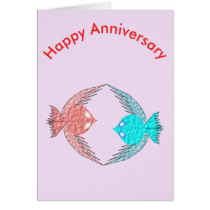 Cute Pink and Blue Love Birds Anniversary