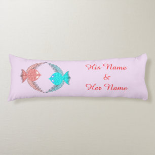 Cute Pink and Blue Love Birds Body Pillow