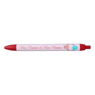 Cute Pink and Blue Love Birds Personalized Ink Pen