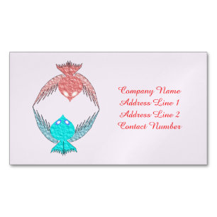 Cute Pink and Blue Love Birds Personalized Magnetic Business Card