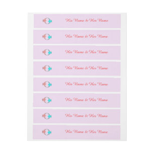 Cute Pink and Blue Love Birds Personalized Wraparound Address Label