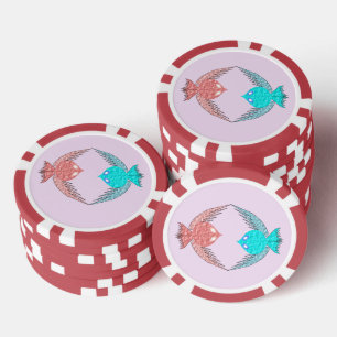 Cute Pink and Blue Love Birds Poker Chips