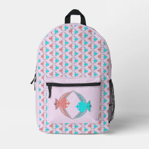 Cute Pink and Blue Love Birds Printed Backpack