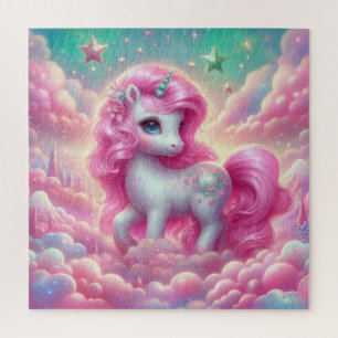 Cute pink and blue unicorn jigsaw puzzle