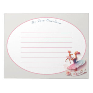 Cute Pink and Blue Watercolor Ballerina Mom Notepad
