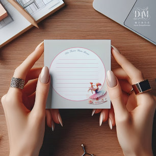 Cute Pink and Blue Watercolor Ballerina Mom Notepad