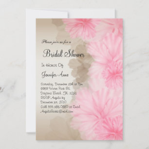 Cute Pink and Brown Floral Bridal Shower Invite