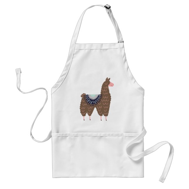 Cute Pink and Brown Llama Standard Apron (Front)