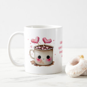 Cute Pink and Cream Watercolor Hot Cocoa Love Coffee Mug