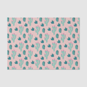 Cute Pink and Green Doodle Cactus Pattern Tissue Paper