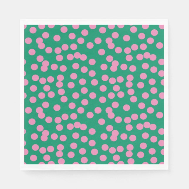 Cute Pink and Green Dots and Spots Pattern Napkin (Front)