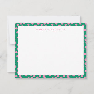 Cute Pink and Green Dots Pattern Personalized Card