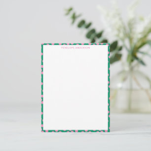 Cute Pink and Green Dots Personalized Stationery Card