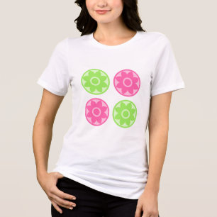 Cute Pink and Green Floral Mandala T-Shirt Tri-Blend Shirt