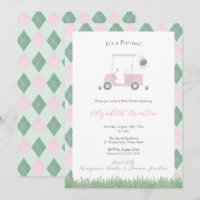 Cute Pink And Green Golf Theme Baby Girl Shower