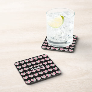 Cute Pink And Green Spring Hearts Coaster