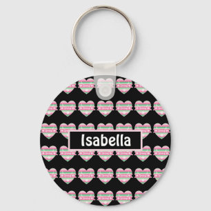 Cute Pink And Green Spring Hearts Keychain