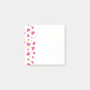 Cute Pink and Green Tumbling Hearts Pattern Post-it Notes