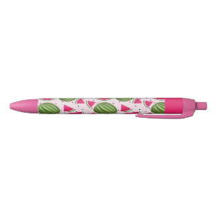 Cute pink and Green watermelon pattern Black Ink Pen