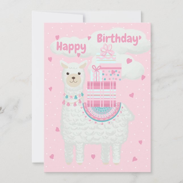 Cute pink and mint llama  (Front)