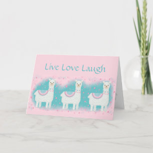 Cute pink and mint llama pattern card