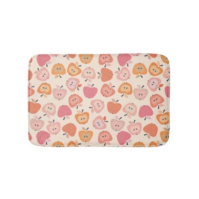 Cute pink and orange apple pattern bath mat (Front)
