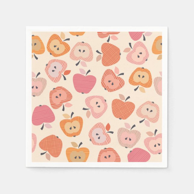 Cute pink and orange apple pattern napkin (Front)