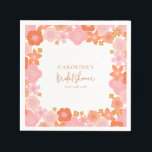 Cute Pink and Orange Floral Border Bridal Shower Napkin<br><div class="desc">Custom Cute Pink and Orange Floral Border Bridal Shower Napkins</div>