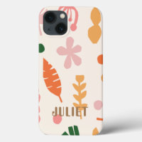 Cute Pink and Orange Floral Personalized