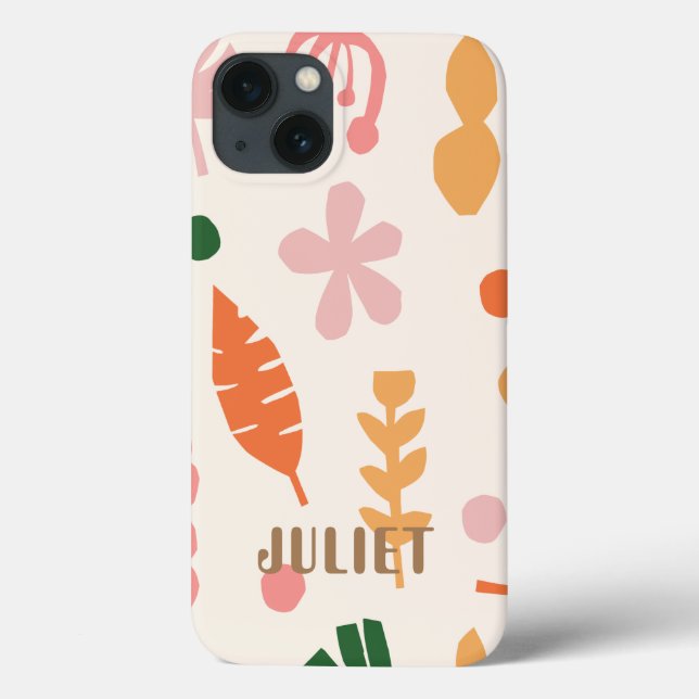 Cute Pink and Orange Floral Personalized Case-Mate iPhone Case (Back)