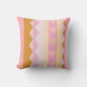 Cute Pink and Pastel Colours Geometric Pattern Throw Pillow
