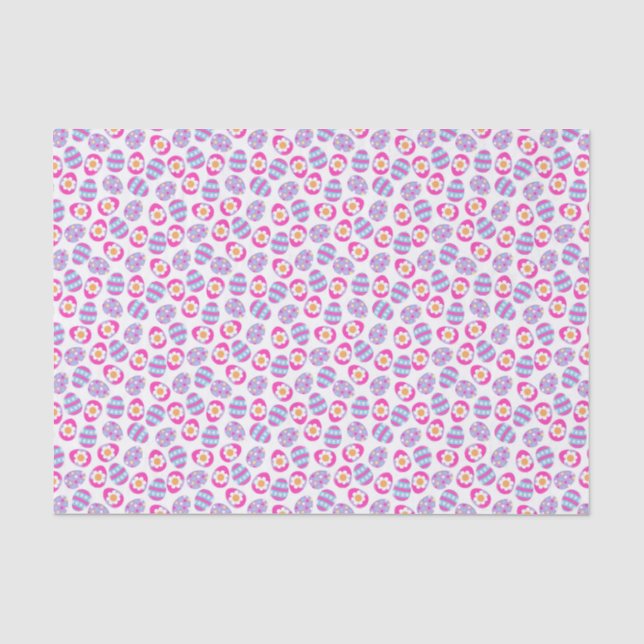 Cute Pink and Purple Easter Eggs Pattern Tissue Paper (Front)