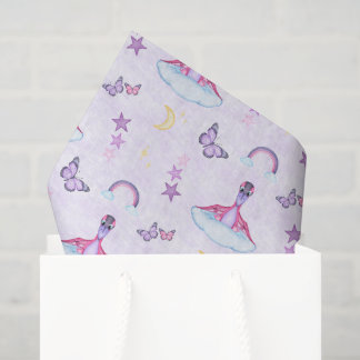 Cute Pink And Purple Girls Birthday Dinosaur Tissue Paper