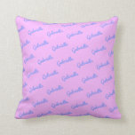 Cute Pink and Purple Personalized Script Name  Throw Pillow<br><div class="desc">This cute throw pillow features a colourful pattern of your name in modern cursive writing in pink and purple.</div>
