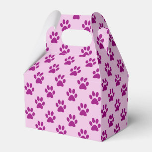 Cute Pink and Purple Puppy Paw Print Pattern Favor Box