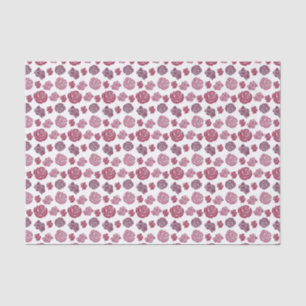 Cute Pink and Purple Roses Pattern Tissue Paper
