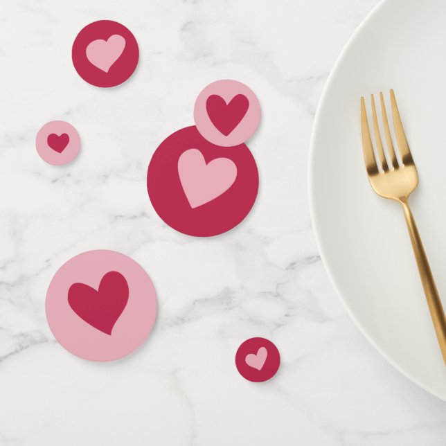 Cute Pink and Red Heart Doodles Confetti (Group)