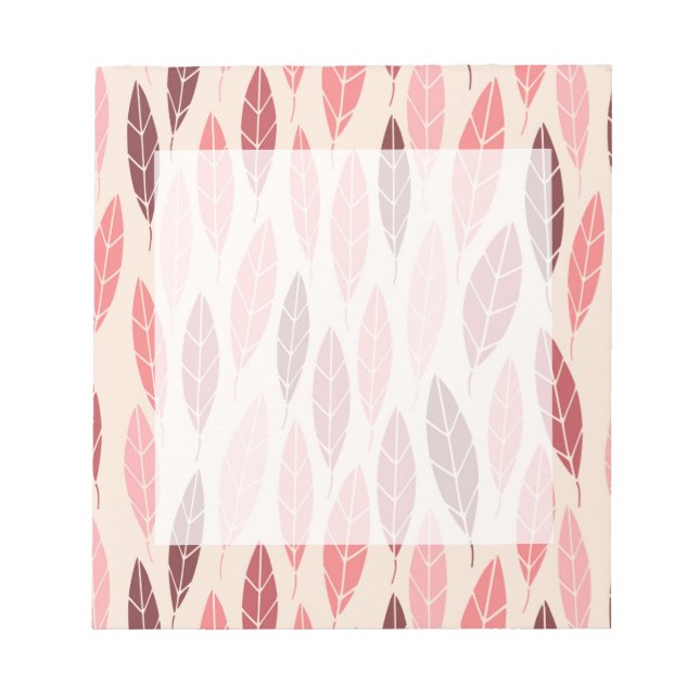 Cute pink and red leaves pattern notepad (Front)