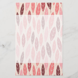 Cute pink and red leaves pattern stationery
