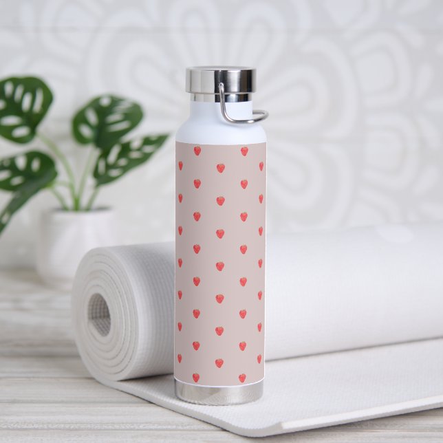 Cute Pink And Red Strawberry Pattern Water Bottle. Bottle (Yoga)