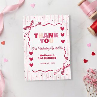 Cute Pink and Red Sweetheart Thank You Birthday 