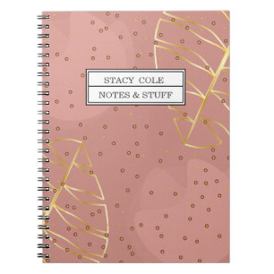 Cute Pink and Rose Gold Name Personalized Notebook